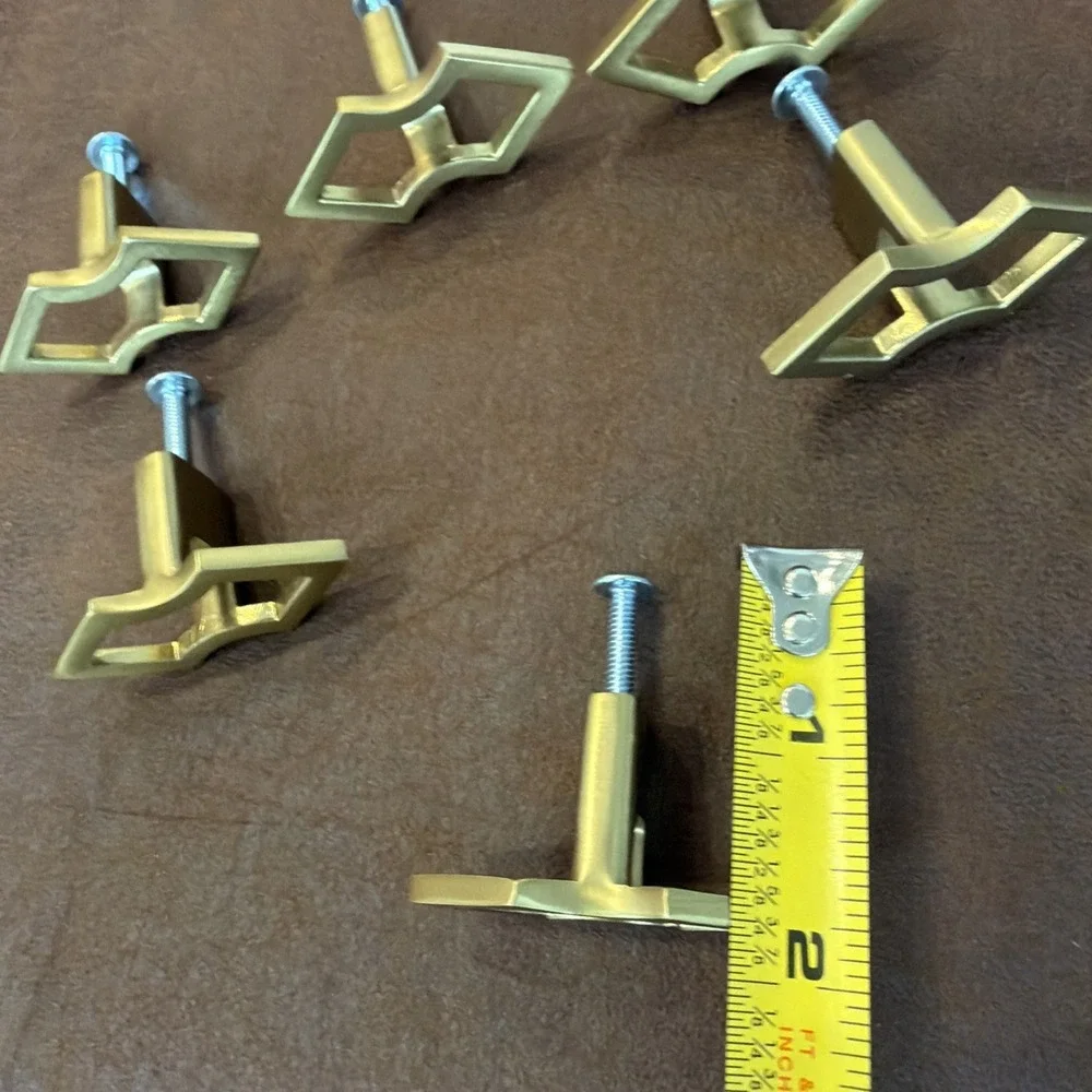 Vintage Set of 6‎ Solid Brass Geometric Cabinet Drawer Pulls MCM